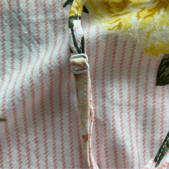 Old Navy spaghetti strap pajama top pink striped with floral and lace la… - Picture 5 of 9